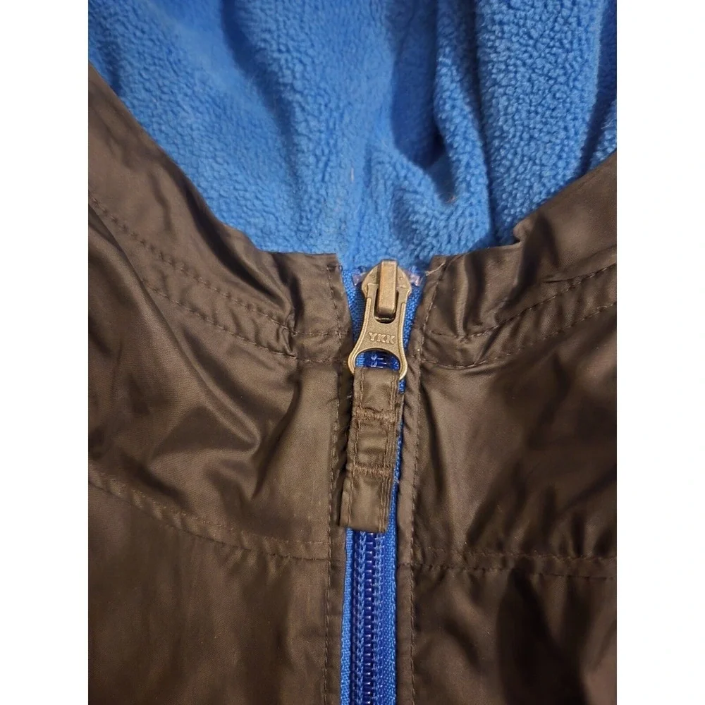 Columbia Kids Windbreaker Jacket Black Blue Fleece Lined Hooded‎ Size L 14/16